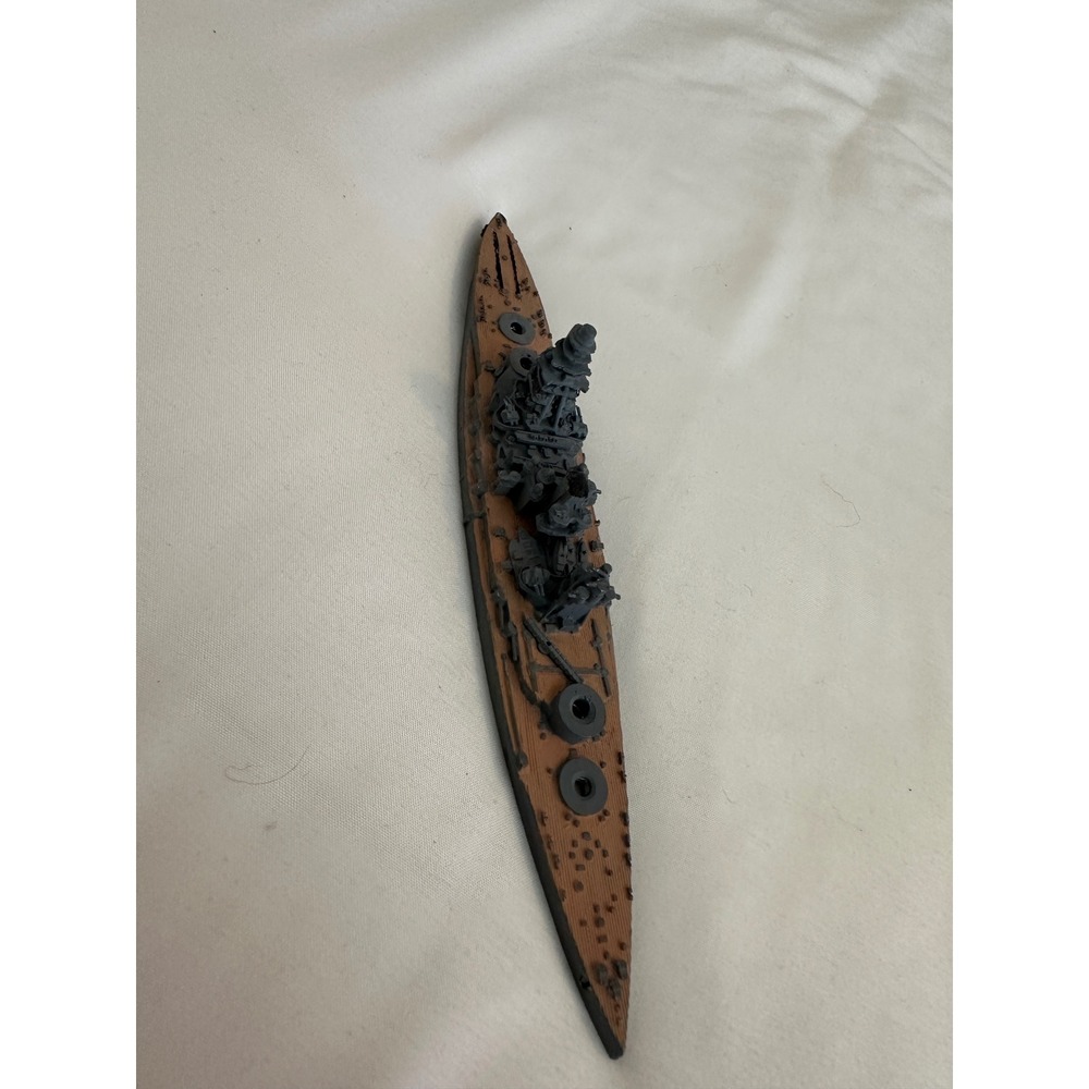 Vintage HMS Battleship‎ Metal Waterline Model Made in England Military Warship